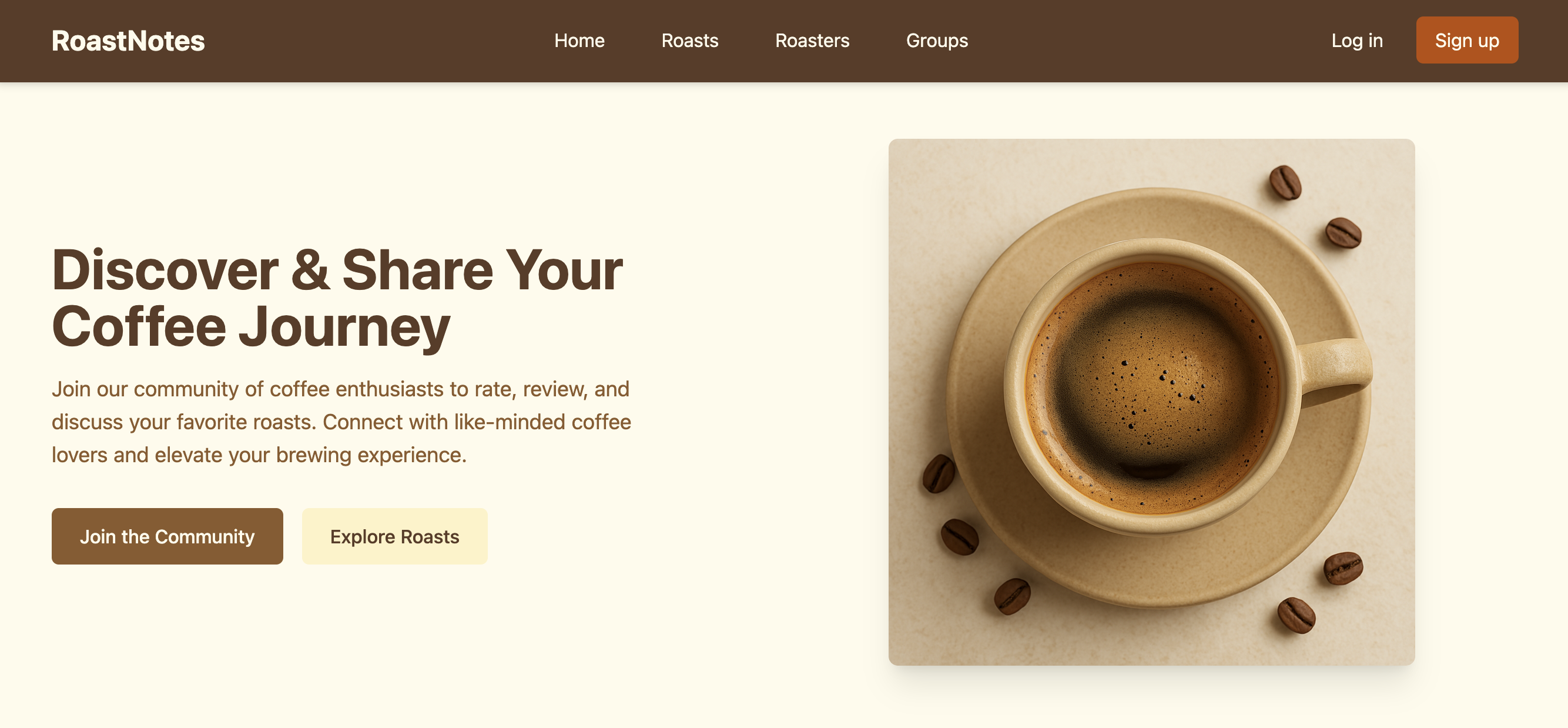 roastnotes landing page